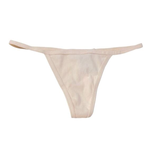 Victoria’s Secret PINK Ribbed V-String Marzipan Panty Size Large - Picture 1 of 2